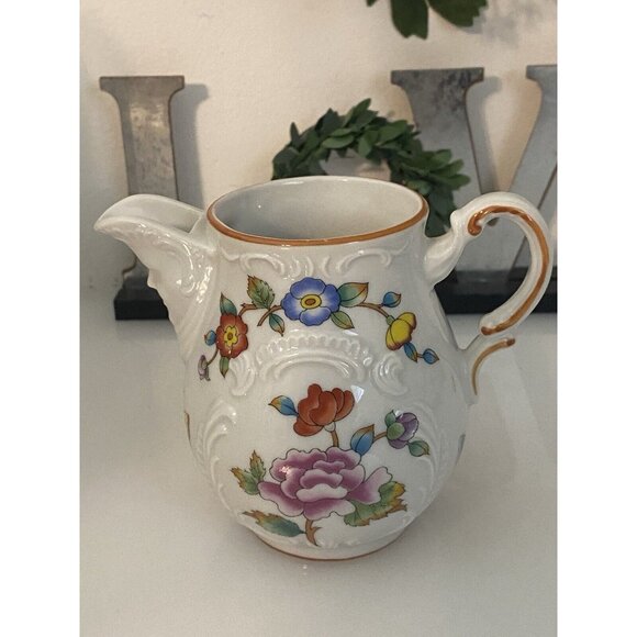 Estee Lauder Chinoiserie Floral Porcelain Creamer Pitcher Butterfly & Flowers - Picture 13 of 16